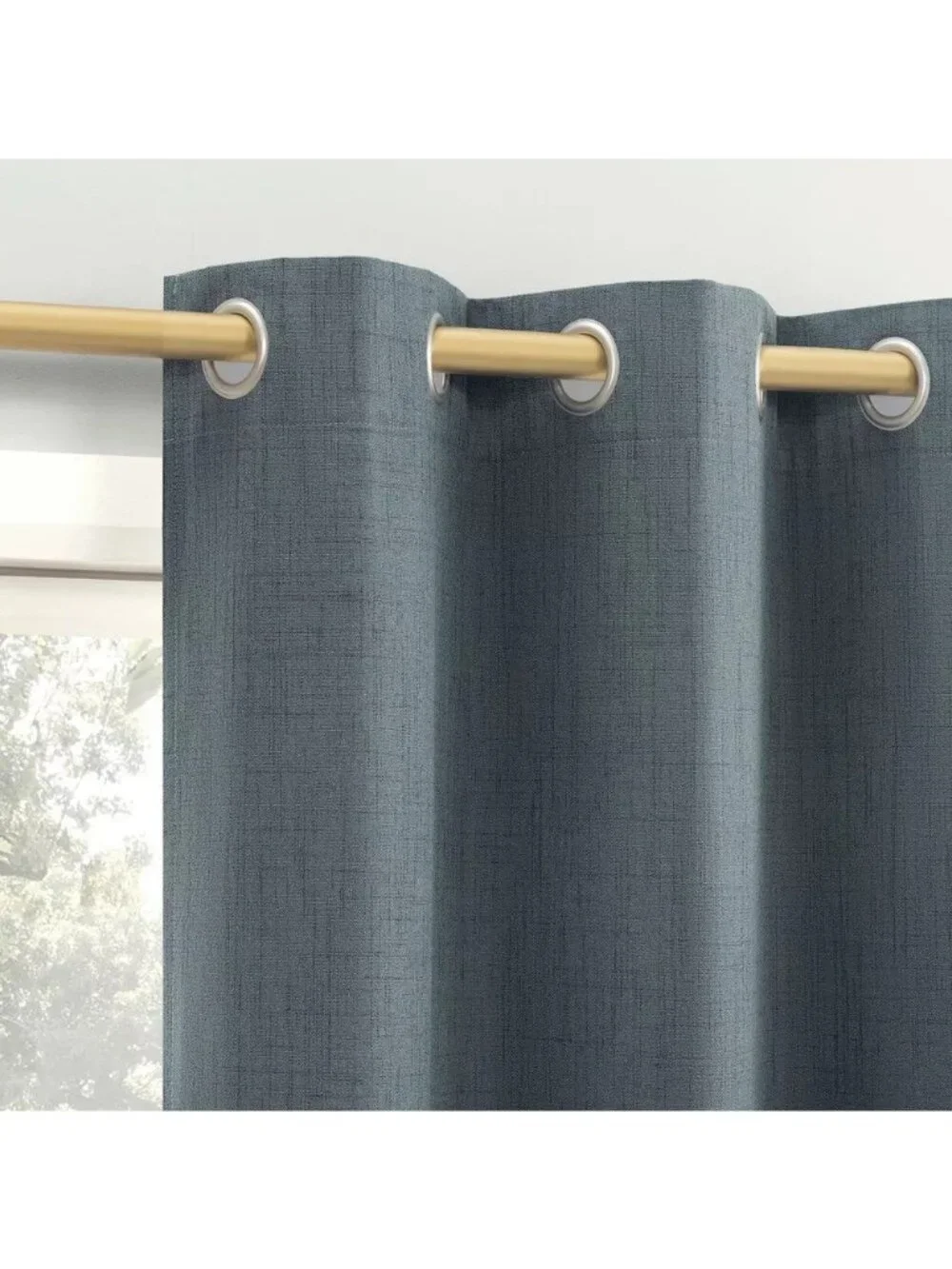 Sun Zero Arlander Blackout Heather Blue Grommet Hang Curtain Panel 40